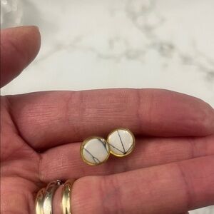Elegant Gold and White Stud Earrings